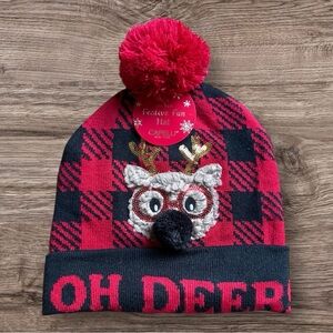 Capelli New York "Oh Deer" Holiday Beanie - NWT